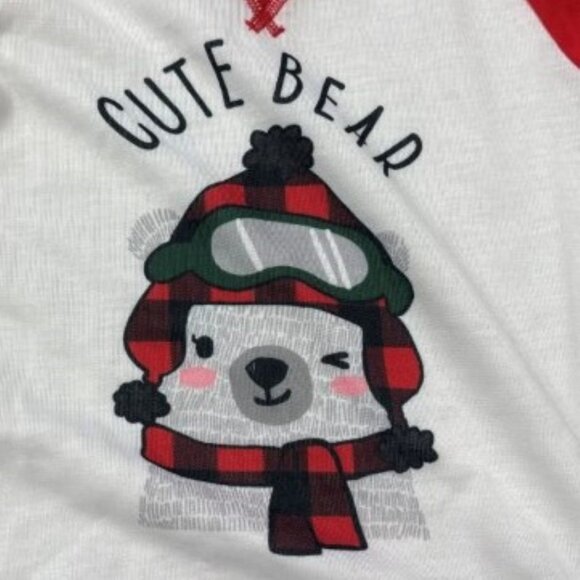 *Winter Pajamas sz 3T Famjams Red Black 2 Pc Top & Pants CUTE BEAR - Picture 4 of 7